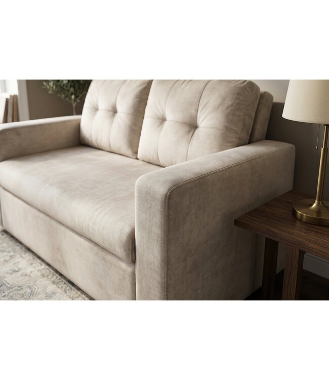 Invicta Interior Slaapbank SMART 140cm 2-zits fluweel champagne beige