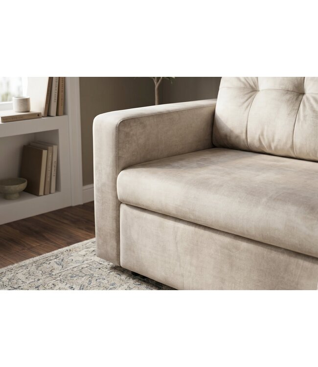 Invicta Interior Slaapbank SMART 140cm 2-zits fluweel champagne beige