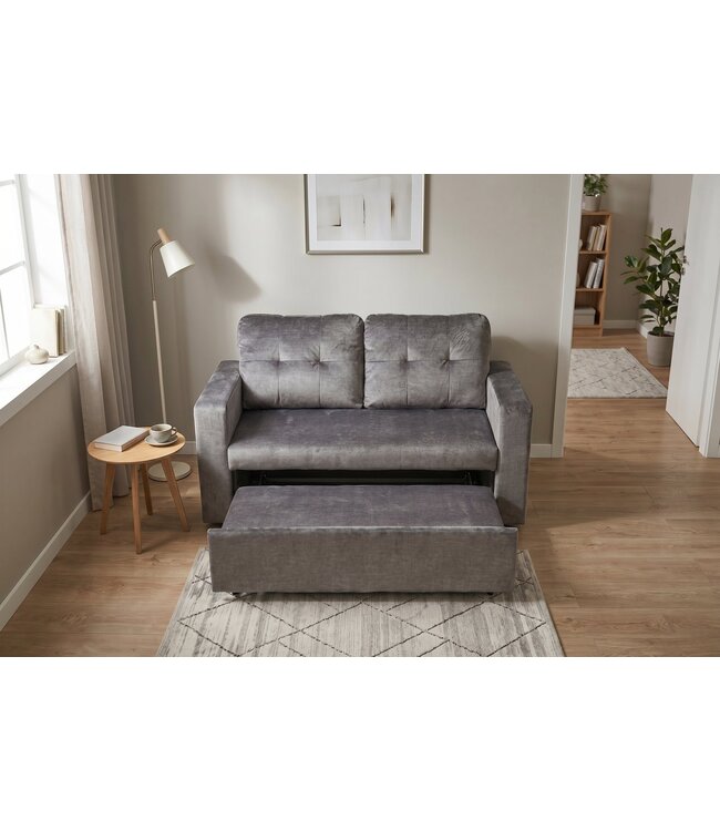 Invicta Interior Slaapbank SMART 140cm 2-zits fluweel grijs