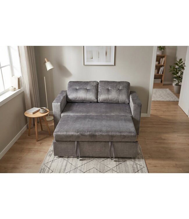 Invicta Interior Slaapbank SMART 140cm 2-zits fluweel grijs