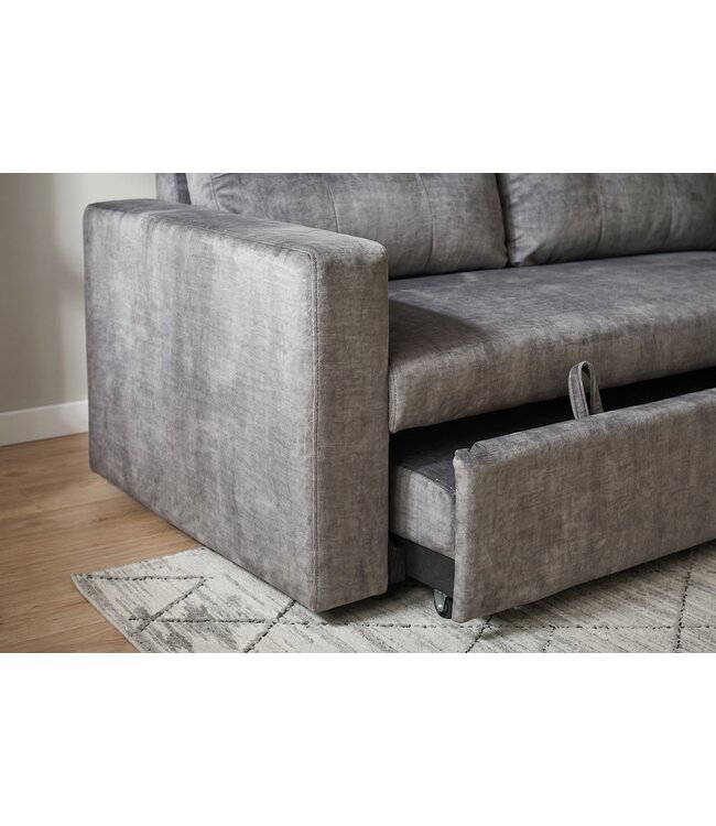 Invicta Interior Slaapbank SMART 140cm 2-zits fluweel grijs