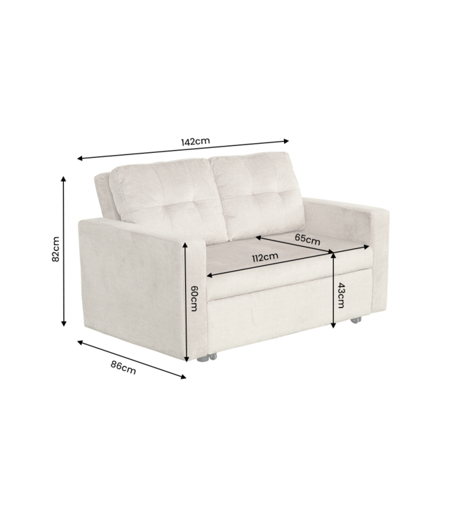 Invicta Interior Slaapbank SMART 140cm 2-zits fluweel grijs