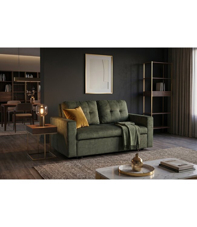Invicta Interior Slaapbank SMART 140cm 2-zits fluweel groen
