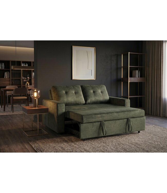 Invicta Interior Slaapbank SMART 140cm 2-zits fluweel groen