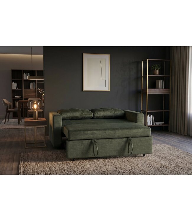 Invicta Interior Slaapbank SMART 140cm 2-zits fluweel groen