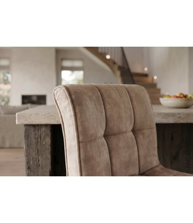 Invicta Interior Barkruk MODENA 92-116cm 360° draaibaar fluweel champagne beige met zwart metalen frame