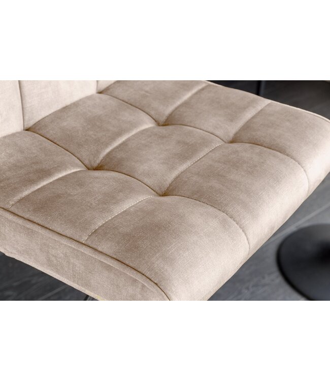 Invicta Interior Barkruk MODENA 92-116cm 360° draaibaar fluweel champagne beige met zwart metalen frame