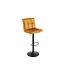 Invicta Interior Barkruk MODENA 92-116cm 360° draaibaar fluweel mosterdgeel met zwart metalen frame