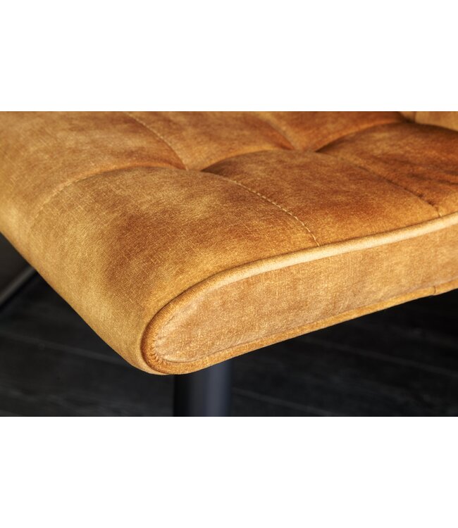 Invicta Interior Barkruk MODENA 92-116cm 360° draaibaar fluweel mosterdgeel met zwart metalen frame