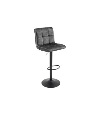 Invicta Interior Bar stool MODENA 92-116cm 360° rotatable velvet anthracite w/ black metal frame
