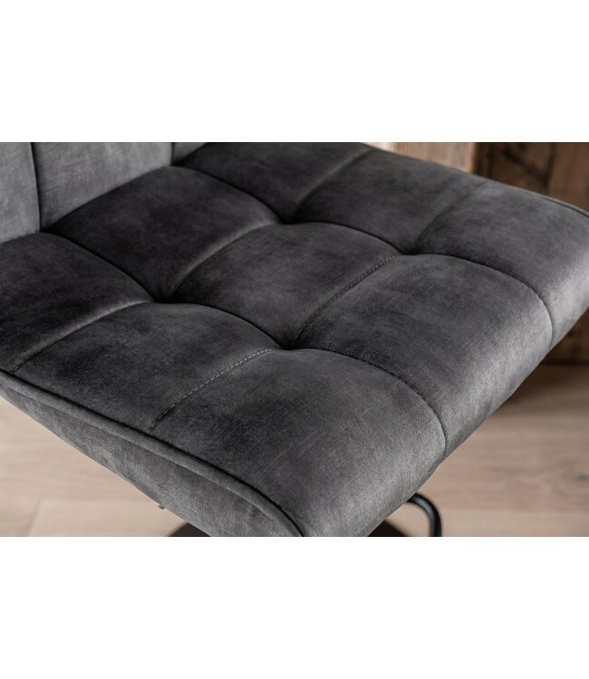 Invicta Interior Bar stool MODENA 92-116cm 360° rotatable velvet anthracite w/ black metal frame