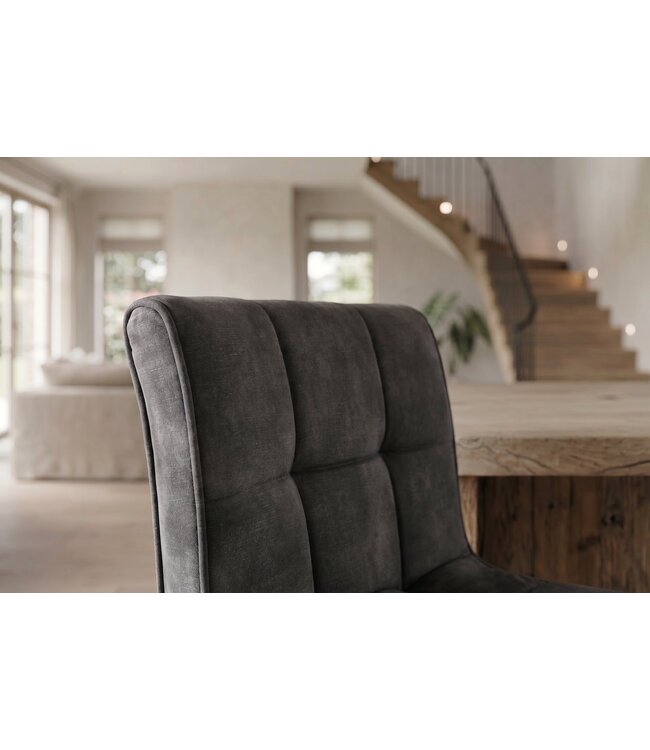 Invicta Interior Bar stool MODENA 92-116cm 360° rotatable velvet anthracite w/ black metal frame