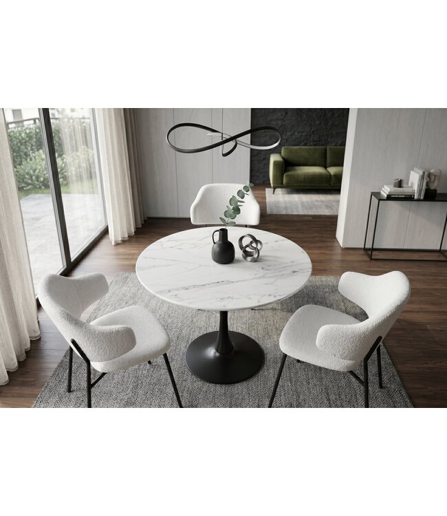 Invicta Interior Bistro tafel LYON 80cm rond keramiek wit