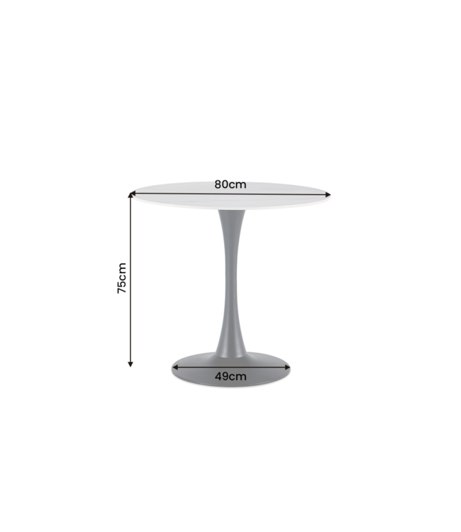 Invicta Interior Bistro tafel LYON 80cm rond keramiek wit