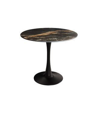 Invicta Interior Bistro table LYON 80cm round aurora oro ceramic black gold sand