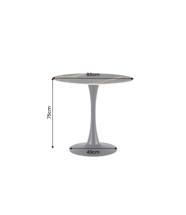 Invicta Interior Bistro table LYON 80cm round aurora oro ceramic black gold sand