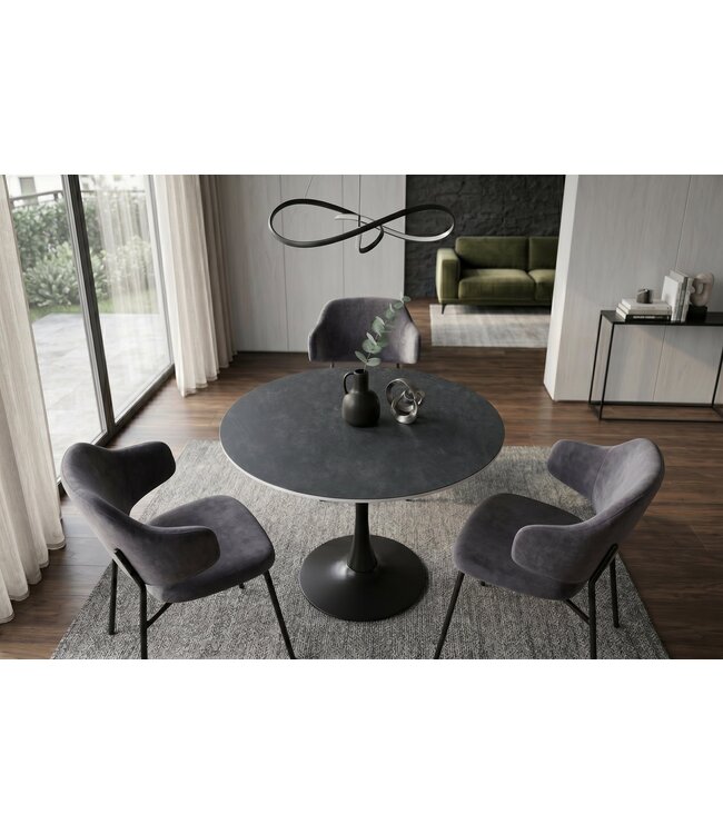 Invicta Interior Bistro tafel LYON 80cm rond keramiek grijs