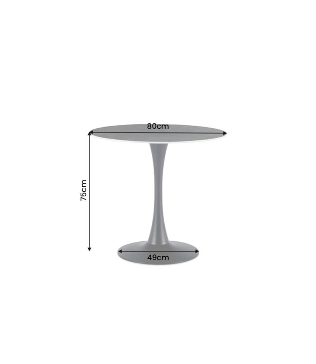 Invicta Interior Bistro tafel LYON 80cm rond keramiek grijs