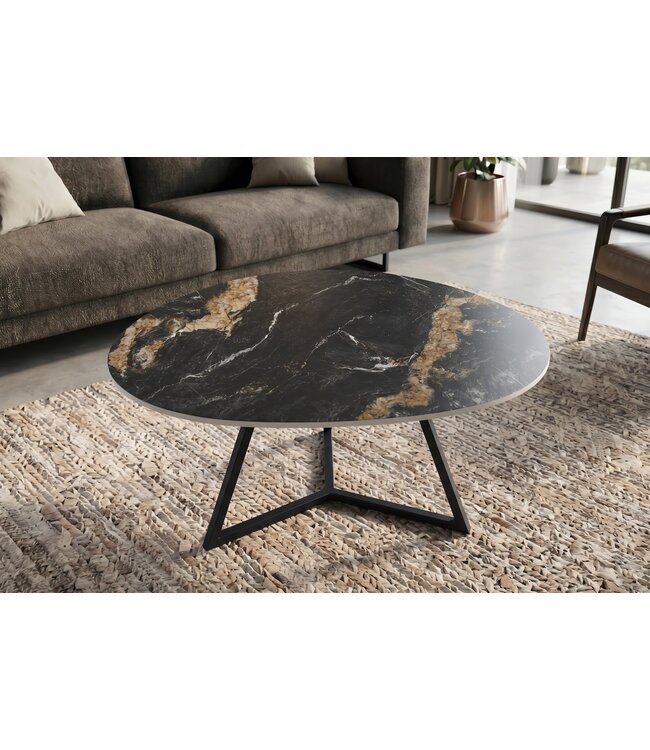 Invicta Interior Salontafel MARVELOUS 90cm aurora oro ceramic zwart goud zand