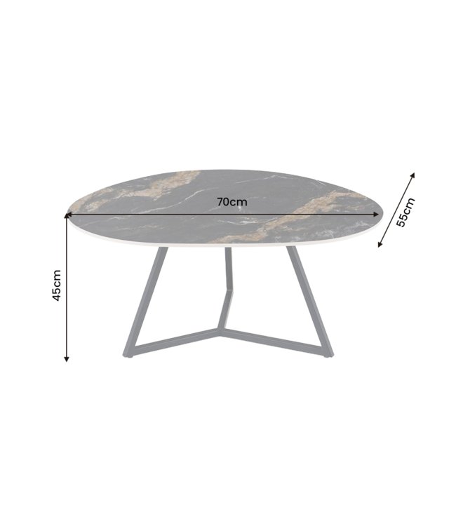 Invicta Interior Salontafel MARVELOUS 70cm aurora oro keramiek zwart goud zand
