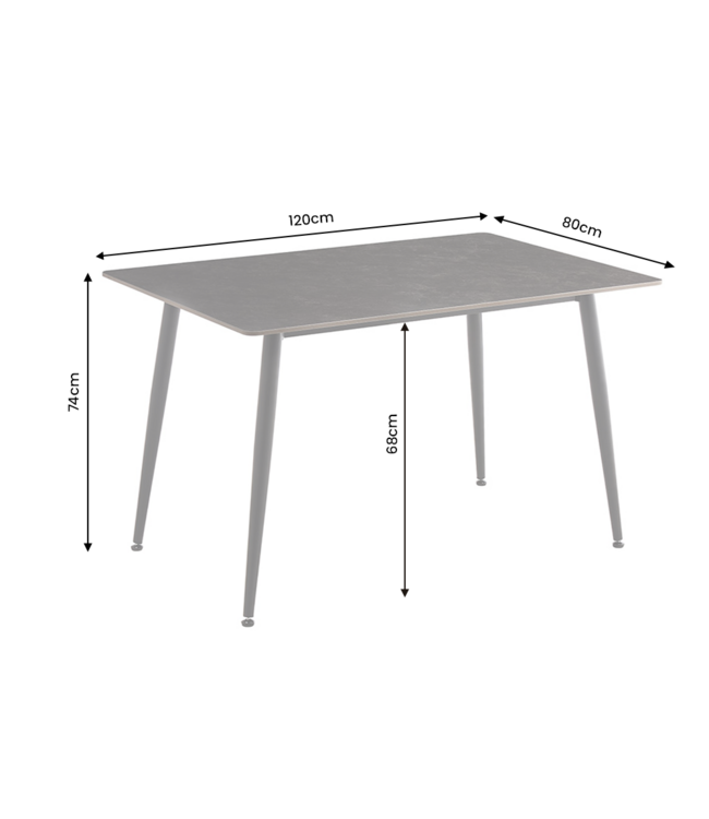 Invicta Interior Eettafel MILANO 120cm keramiek grijs