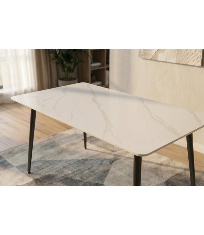 Invicta Interior Eettafel MILANO 120cm keramiek wit