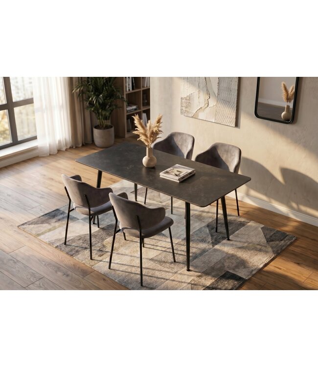 Invicta Interior Eettafel MILANO 140cm keramiek grijs