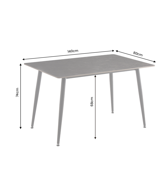 Invicta Interior Eettafel MILANO 140cm keramiek grijs
