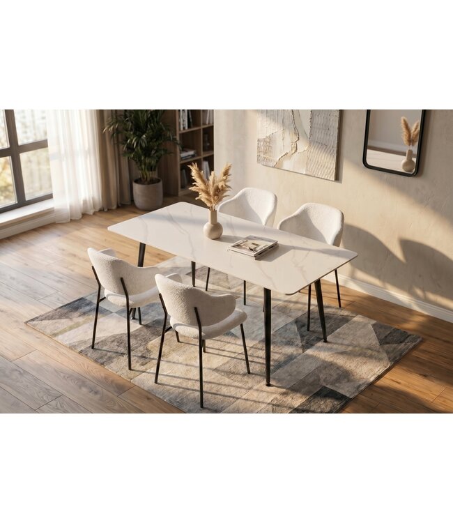 Invicta Interior Eettafel MILANO 140cm keramiek wit