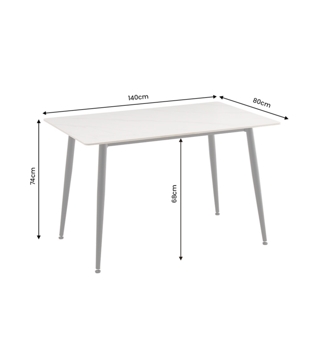 Invicta Interior Eettafel MILANO 140cm keramiek wit