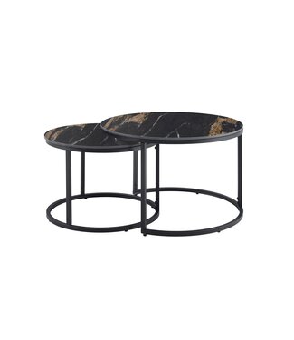 Invicta Interior Salontafel ELEGANCE 75cm set van 2 aurora oro keramiek zwart goud zand