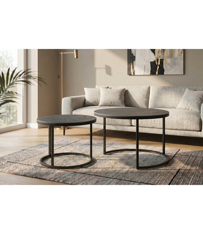 Invicta Interior Salontafel ELEGANCE 75cm set van 2 keramiek grijs
