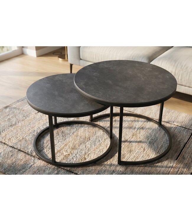 Invicta Interior Salontafel ELEGANCE 75cm set van 2 keramiek grijs