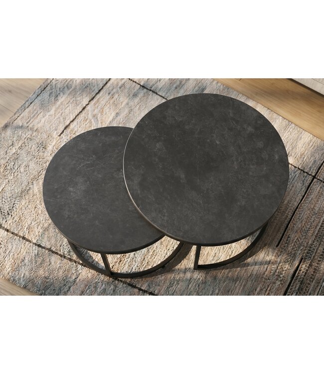 Invicta Interior Salontafel ELEGANCE 75cm set van 2 keramiek grijs