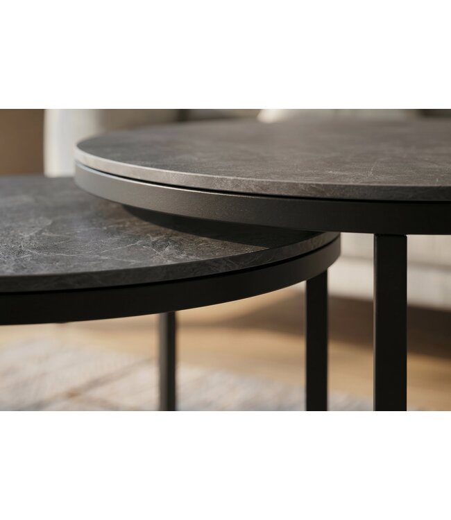 Invicta Interior Salontafel ELEGANCE 75cm set van 2 keramiek grijs