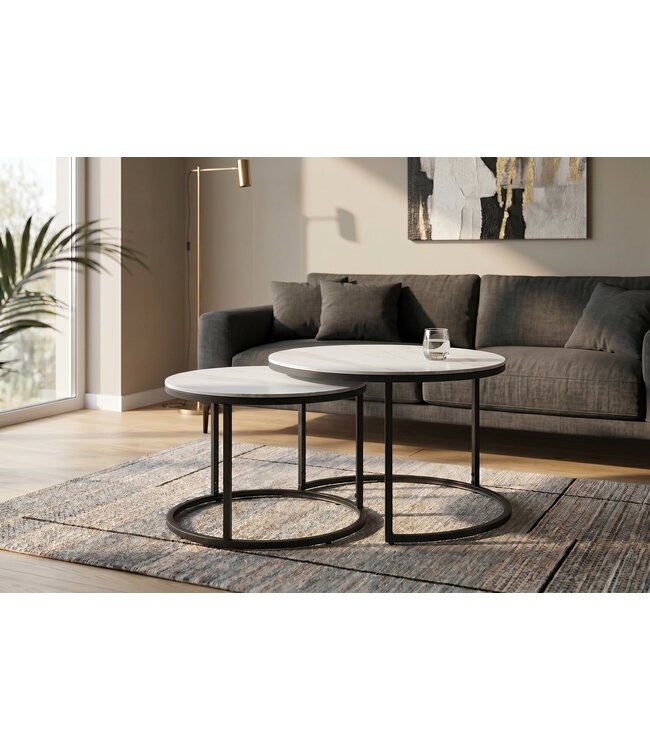 Invicta Interior Salontafel ELEGANCE 75cm set van 2 keramiek wit