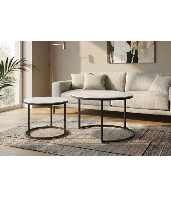 Invicta Interior Salontafel ELEGANCE 75cm set van 2 keramiek wit