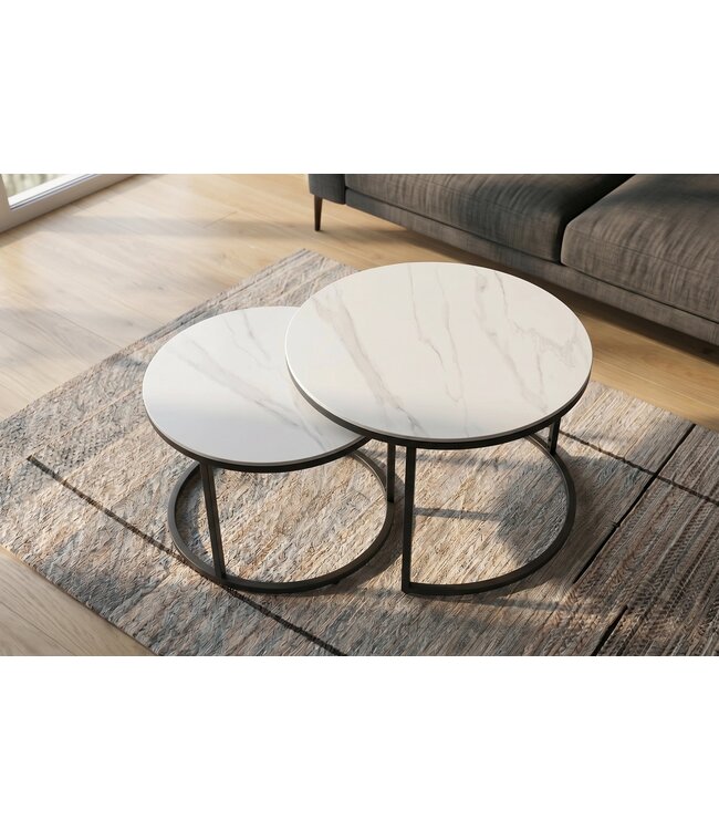 Invicta Interior Salontafel ELEGANCE 75cm set van 2 keramiek wit