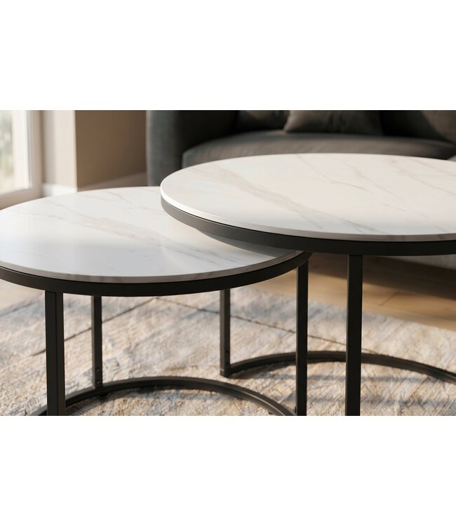 Invicta Interior Salontafel ELEGANCE 75cm set van 2 keramiek wit