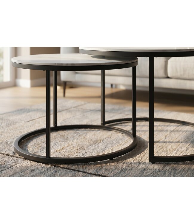 Invicta Interior Salontafel ELEGANCE 75cm set van 2 keramiek wit