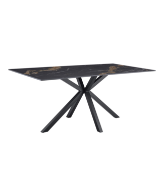 Invicta Interior Dining table GALAXIE 180cm w/ star frame aurora oro ceramic black gold sand