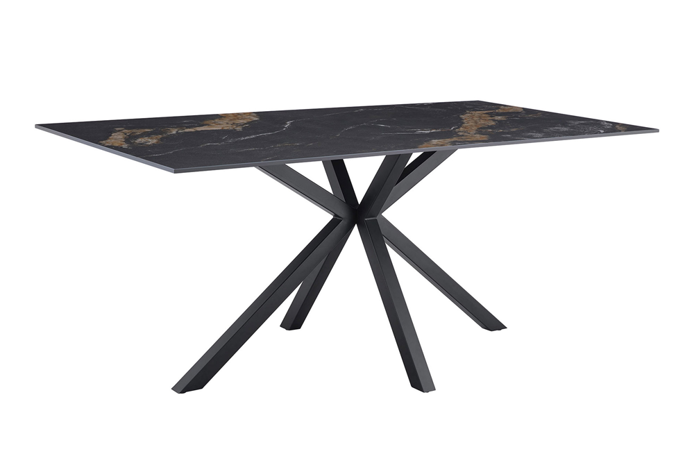 Dining table GALAXIE 180cm w/ star frame aurora oro ceramic black gold sand