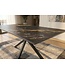 Invicta Interior Dining table GALAXIE 180cm w/ star frame aurora oro ceramic black gold sand