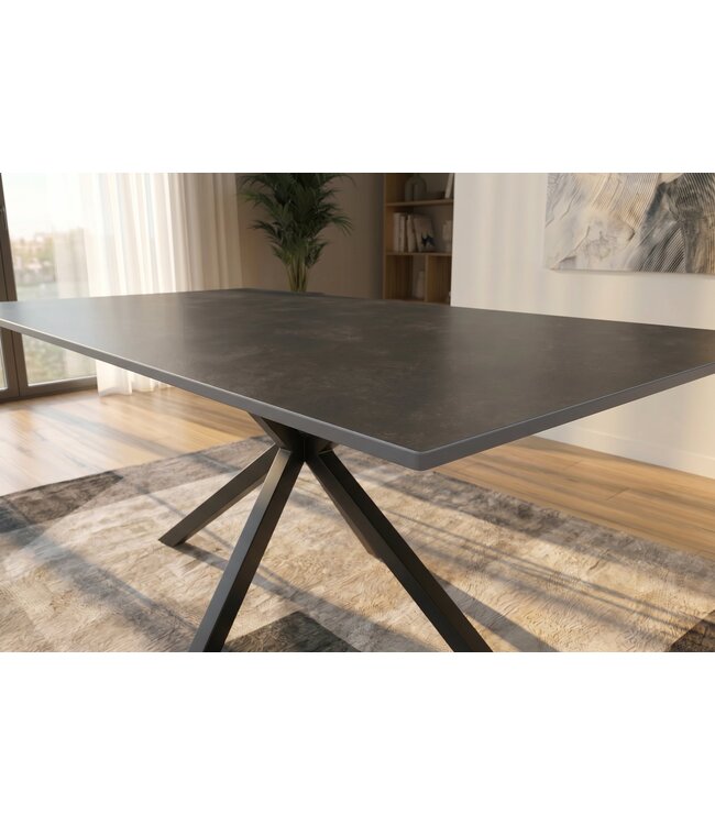 Invicta Interior Eettafel GALAXIE 180cm met sterrenframe keramiek grijs
