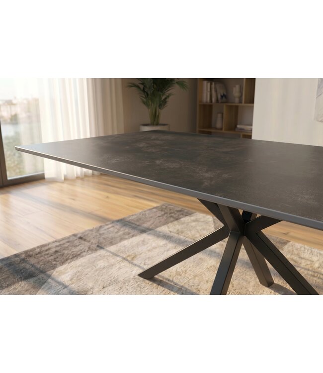 Invicta Interior Eettafel GALAXIE 180cm met sterrenframe keramiek grijs