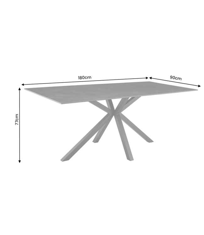 Invicta Interior Eettafel GALAXIE 180cm met sterrenframe keramiek grijs