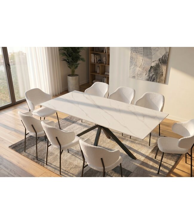 Invicta Interior Eettafel GALAXIE 180cm met sterrenframe keramiek wit