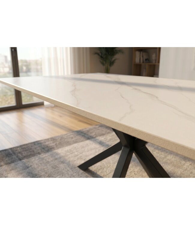 Invicta Interior Eettafel GALAXIE 180cm met sterrenframe keramiek wit