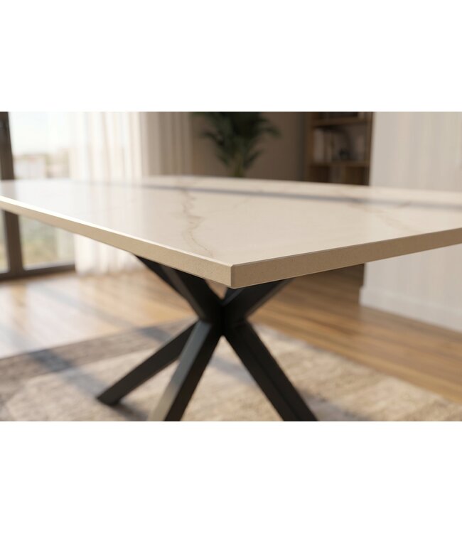 Invicta Interior Eettafel GALAXIE 180cm met sterrenframe keramiek wit