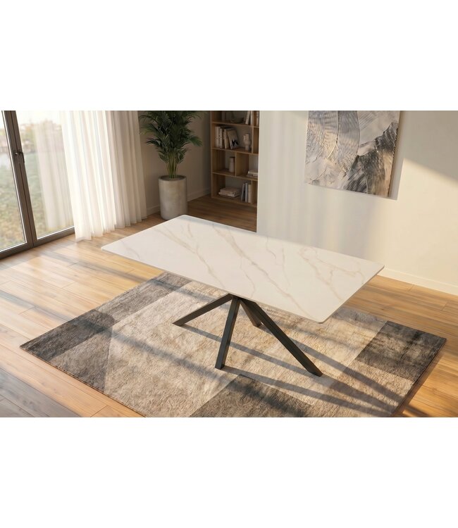 Invicta Interior Eettafel GALAXIE 160cm met sterrenframe keramiek wit